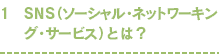 1 SNS(ソーシャル・ネットワーキング・サービス)とは?